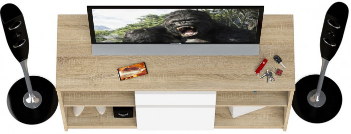 Мори Тумба ТВ МТВ1204.1, цвет дуб сонома/белый, ШхГхВ 120,4х41х73 см.