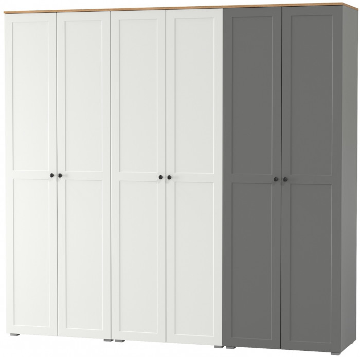 Остин 13.224 Шкаф 3 шт., цвет белый шагрень/серый графит/дуб крафт золотой, ШхГхВ 240х54,3х229,6 см., универсальная сборка