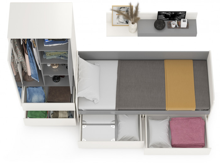 Торонто Компоновка № 20, белый шагрень/стальной серый