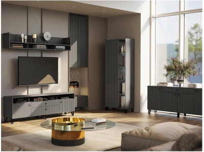 Модульная гостиная Оливия, композиция 3 (Графит, Графит Софт)