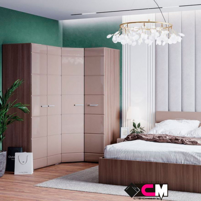 Вегас Шкаф угловой одностворчатый 850*2000*850 шимо темн/кофе с молоком