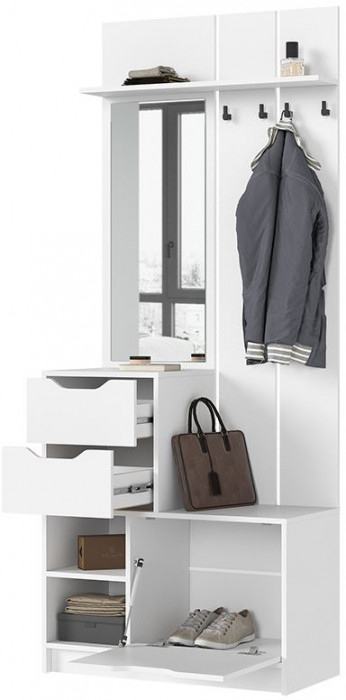 РУНА ПР 01 Прихожая Фасад БЕЛЫЙ/Корпус БЕЛЫЙ