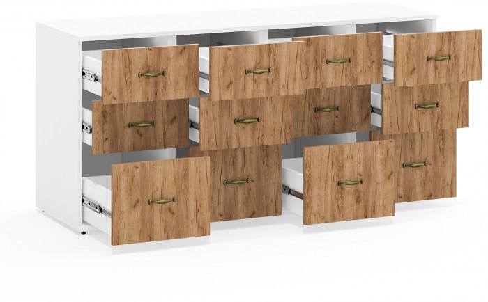 Лидер-8 Тумба МД 3.16 4 шт., цвет белый шагрень/крафт золото, ШхГхВ 160х50х75 см., универсальная сборка