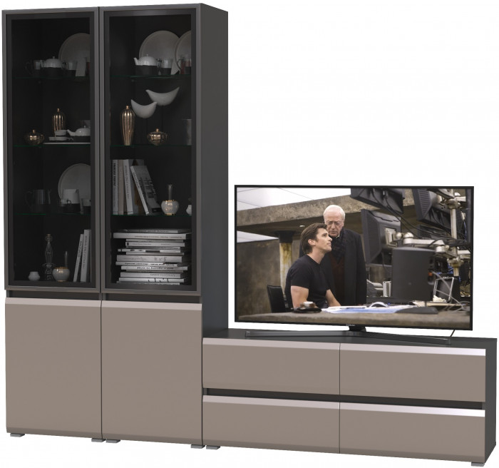 Сидней Комплектация № 011, корпус: антрацит/фасады: МДФ веллюто капучино