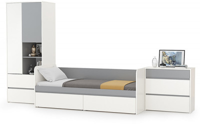 Торонто Компоновка № 21, белый шагрень/стальной серый