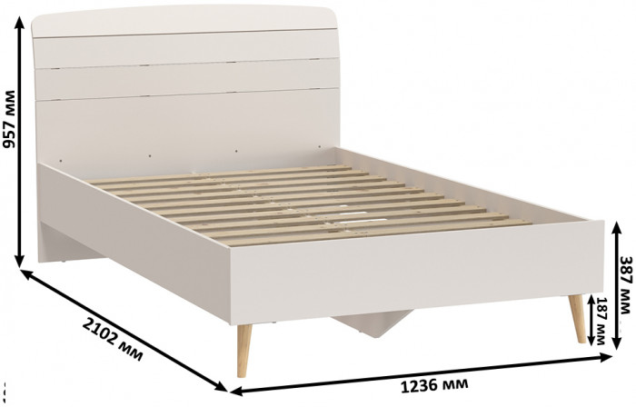 Афина Спальня Кровать 1200 + Комод, кашемир серый