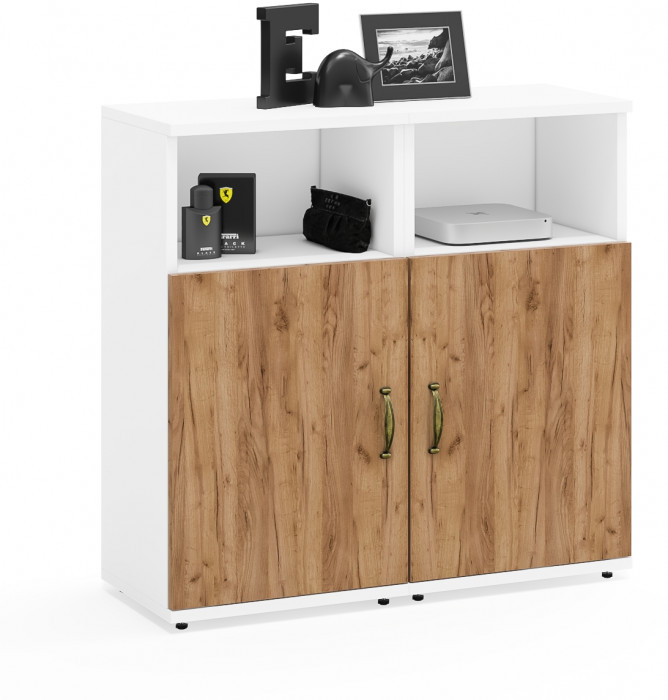 Лидер-8 Тумба МД 3.19 2 шт., белый шагрень/крафт золото