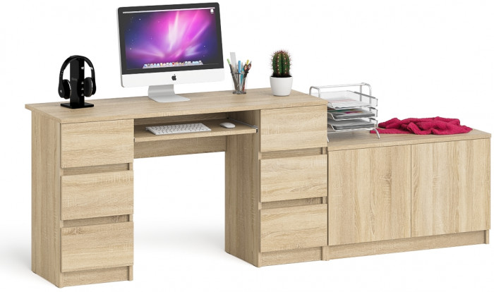 Мори компьютерный стол МС-2 + Тумба МА900.1, дуб сонома