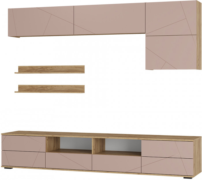 Гостиная Камелия ГС-01, Крафт, Шарли пинк