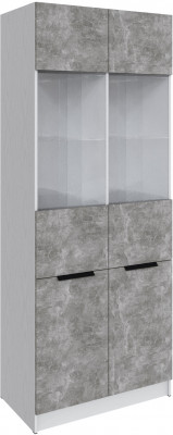 Шкаф Мадрид (0,9) с 2 витринами, Белый/Ателье светлое