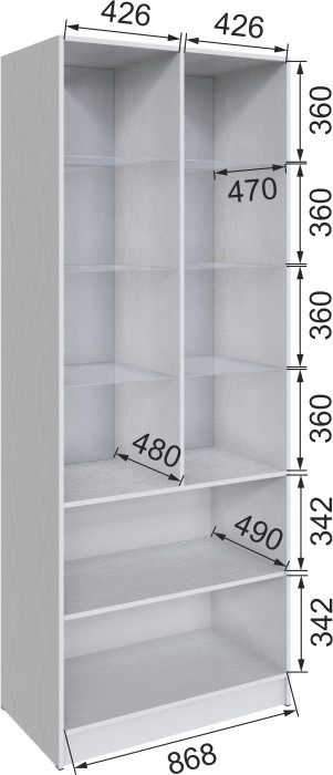 Шкаф Мадрид (0,9) с 2 витринами, Белый/Ателье светлое