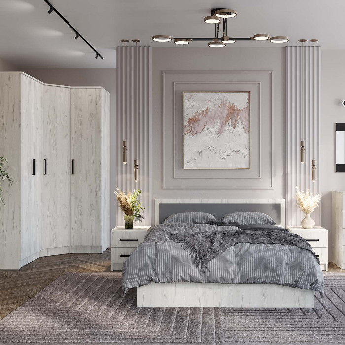 "Фиеста" кровать 1,6м LIGHT (1750х750х2032) дуб крафт белый