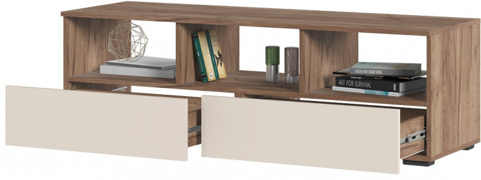 Хелен ТБ 02 Тумба ТВ (1,402х0,442х0,460) кашемир/дуб крафт табачный