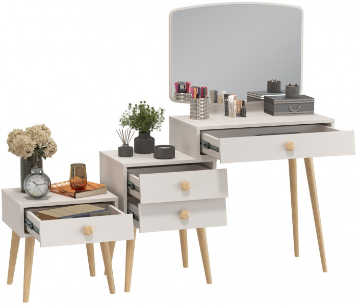 Афина Спальня Трюмо + Тумба прикроватная, кашемир серый