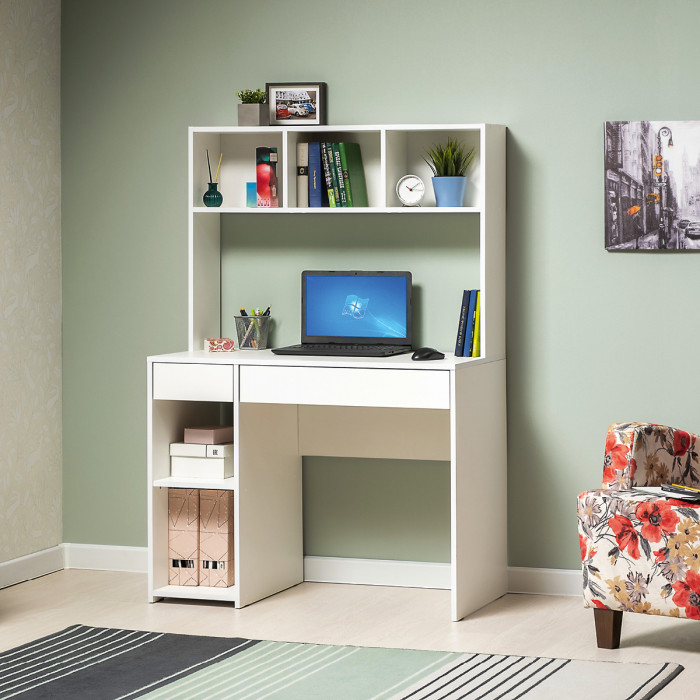 Стол компьютерный Комфорт 12.77F, цвет белый шагрень, ШхГхВ 100х49,8х147 см., универсальная сборка