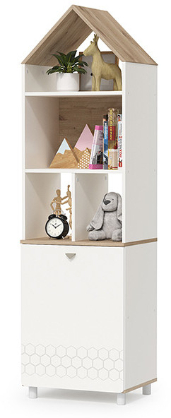 Эйп 13.14 Шкаф комбинированный, цвет белый/дуб белый, ШхГхВ 53х41,5х183,8 см., универсальная сборка