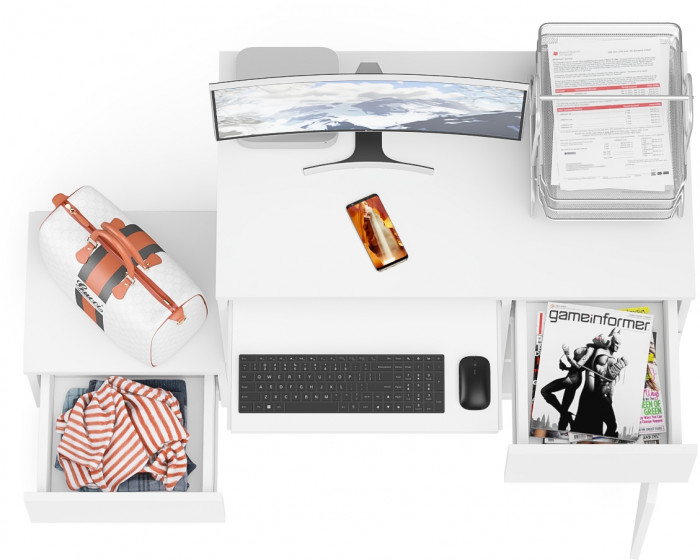 Мори Стол компьютерный МС-1 правый + Тумба ТМП400.1, цвет белый, ШхГхВ 130,4х50х76,6 см., выдвижной ящик справа, НЕ универсальная сборка