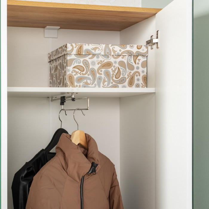 Октава 13.338 Шкаф для одежды + 13.338 Шкаф + 13.338, белый шагрень/дуб крафт золотой/фасады МДФ белый шагрень/зеркало