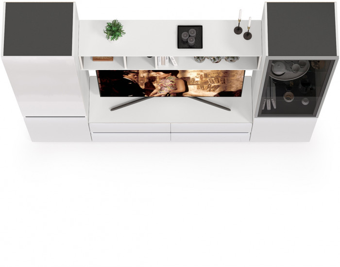 Сидней Комплектация № 012, корпус белый/чёрный/фасады МДФ белый глянец