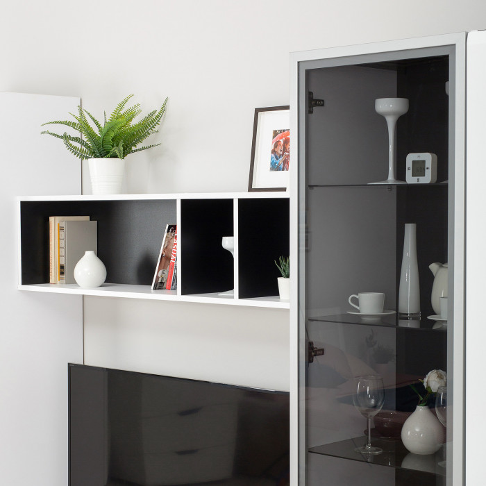 Сидней Комплектация № 012, корпус белый/чёрный/фасады МДФ белый глянец