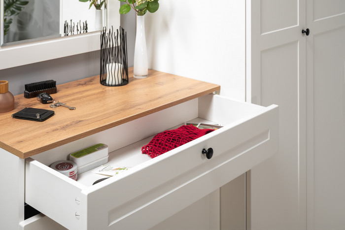 Остин Прихожая 05, цвет белый шагрень/дуб крафт золотой, ШхГхВ 160х54,3х229,6 см., универсальная сборка