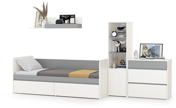 Торонто Компоновка № 22, белый шагрень/стальной серый