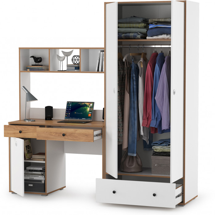 Вуди Компоновка № 20, белый премиум/дуб крафт золотой