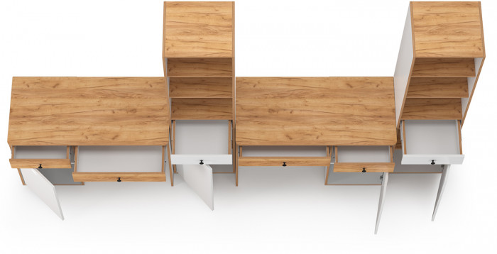 Вуди Компоновка № 14, белый премиум/дуб крафт золотой