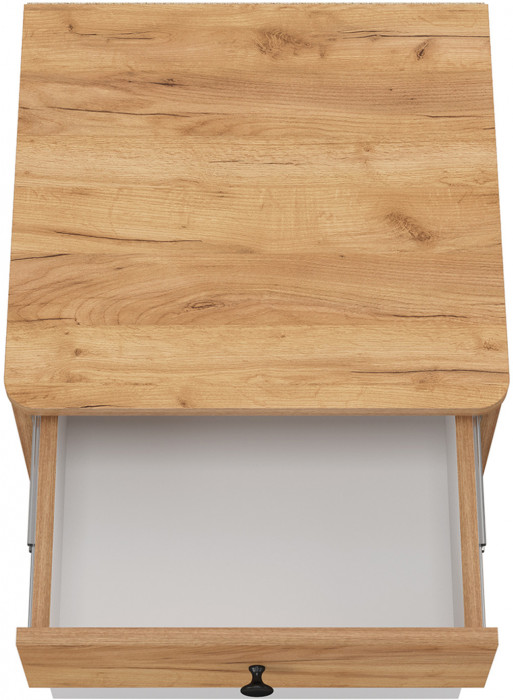 Вуди 13.287 Тумба прикроватная, цвет белый премиум/дуб крафт золотой, ШхГхВ 45х43,1х42,7 см.