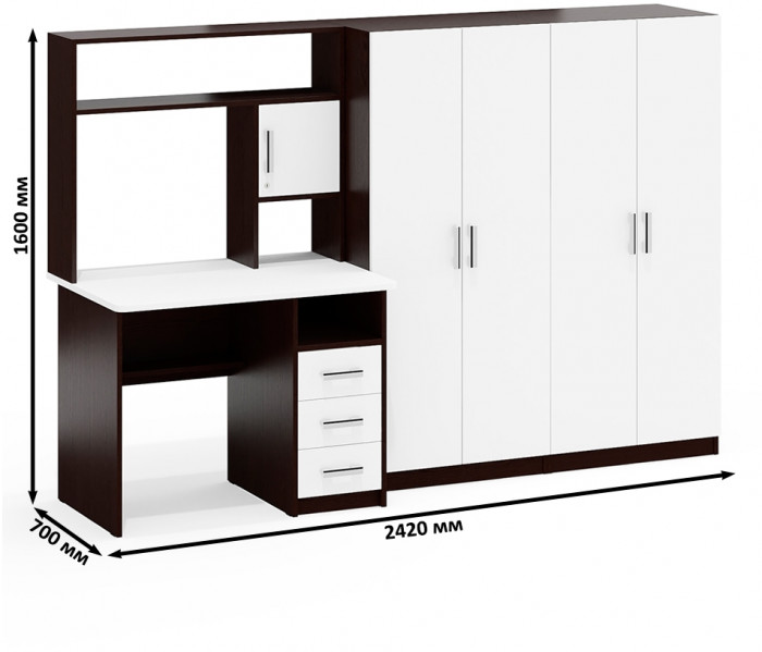 С-МД-СК9 Компоновка № 01, венге/белый шагрень