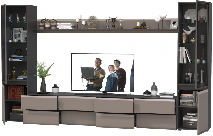 Сидней Комплектация № 103, корпус: антрацит/фасады: МДФ веллюто капучино