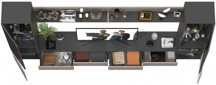 Сидней Комплектация № 103, корпус: антрацит/фасады: МДФ веллюто капучино