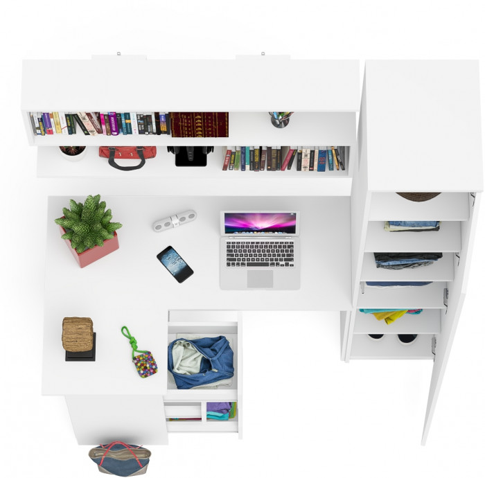 Мори компьютерный стол МС-16 левый + Пенал МШ400.1 + Полка 1200, белый