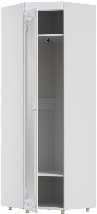 Шкаф угловой (гл.410) с зеркалом Италия ИТ-66 белое дерево