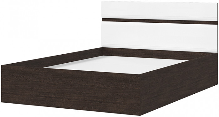 ЛИБЕРТИ КР 01 Кровать 1,4 (1432х900х2032) Фасад МДФ БЕЛЫЙ ГЛЯНЕЦ/Корпус ВЕНГЕ