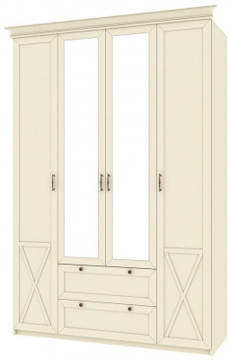 Бэль Шкаф четырехдверный + Карнизы 1602/550 Слоновая кость