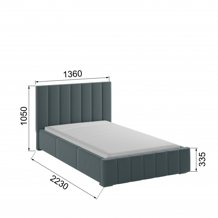 Нега Кровать интерьерная 120 серый, ортопед