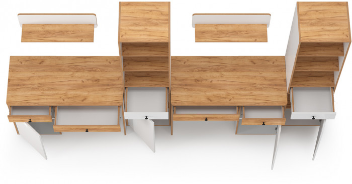 Вуди Компоновка № 15, белый премиум/дуб крафт золотой