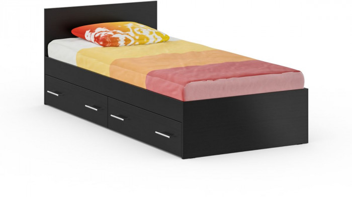 Спальня Стандарт 4-0900Я, венге/фасады ТВ тумбы МДФ чёрный глянец