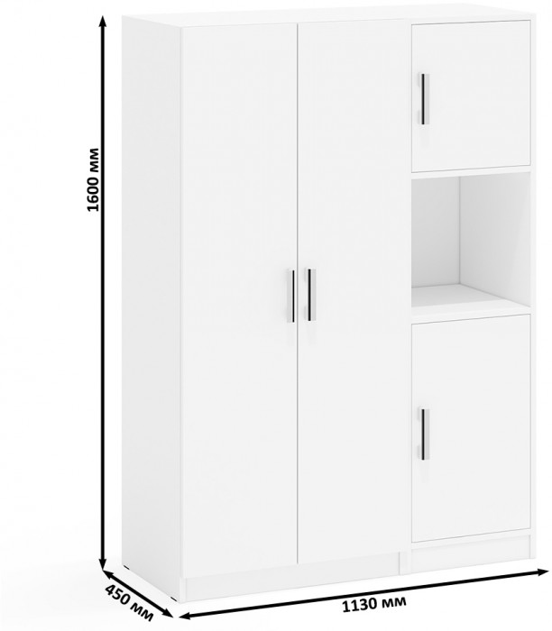 Шкаф С-МД-СК9Ш+Пенал С-МД-СК9П, белый шагрень