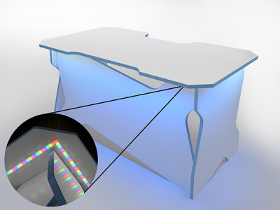 Игровой компьютерный стол RVG с подсветкой Белый/Голубой 120