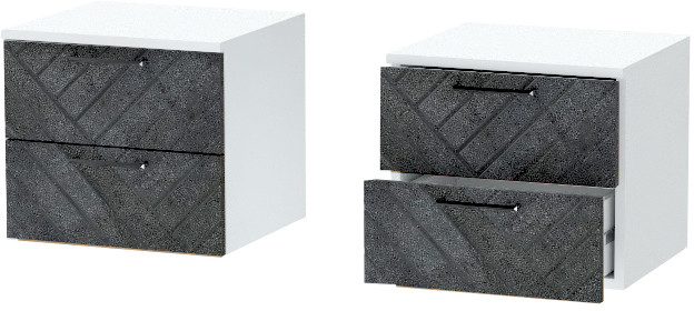 Тумба-6 прикроватная подвесная "Иннэс-7", Белый/Бетон графит