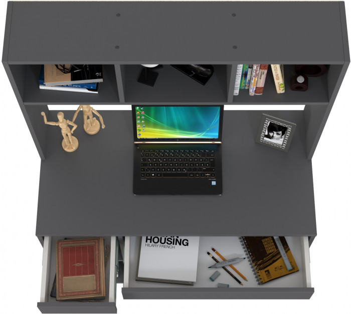 Стол компьютерный Комфорт 12.77F, цвет тёмно-серый, ШхГхВ 100х49,8х147 см., универсальная сборка