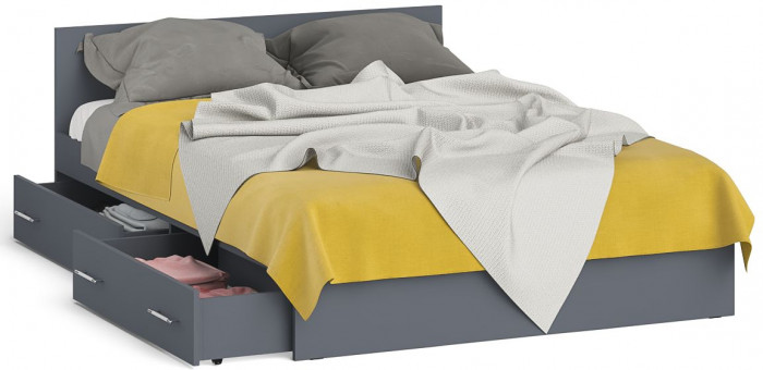 Мори Кровать с ящиками 1400, графит