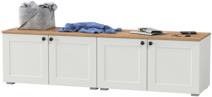 Остин 13.257 Тумба + 13.257 Тумба, белый шагрень/дуб крафт золотой