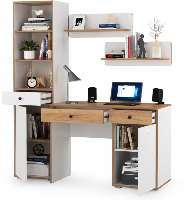 Вуди Компоновка № 04, белый премиум/дуб крафт золотой