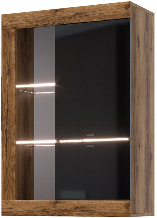 Прага Витрина универсальная ЛДСП Дуб Делано/Черный глянец