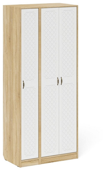 Прихожая П-6-500 Шкаф + Пенал, цвет дуб сонома/фасады МДФ белое дерево фрезеровка ромб, ШхГхВ 90х50х210 см., универсальная сборка