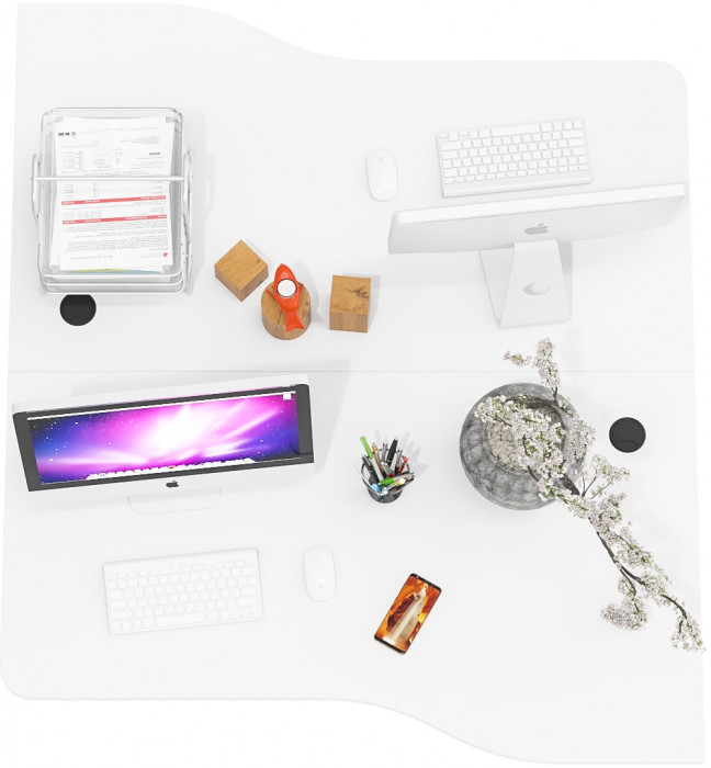 Два стола письменных С-МД-1-04, цвет венге/белый шагрень, ШхГхВ 260х75х74 см., универсальная сборка