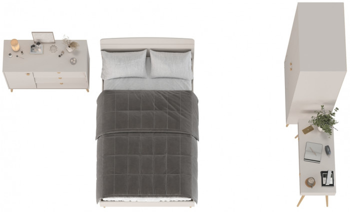 Афина Спальня 06-1200, цвет кашемир серый, сп.м. 1200х2000 мм., б/м, основание есть - фанера